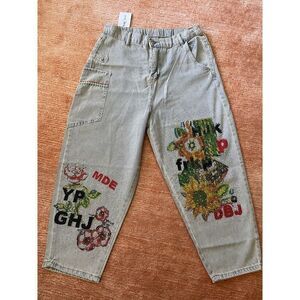 JYB Bedazzled Painted Barrel Jeans Women’s 3 Pocket Size M Cotton South Corea
